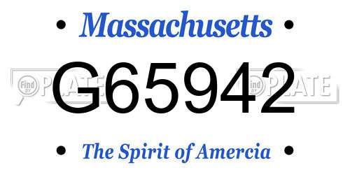G65942 Massachusetts License Plate