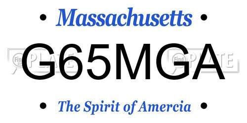 G65MGA Massachusetts License Plate
