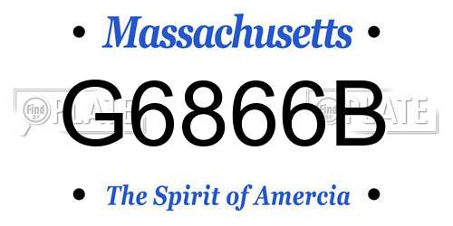 G6866B Massachusetts License Plate