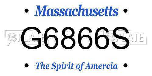 G6866S Massachusetts License Plate