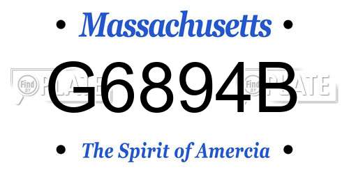G6894B Massachusetts License Plate