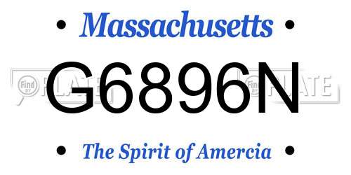 G6896N Massachusetts License Plate