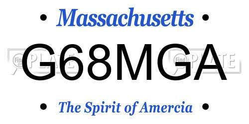 G68MGA Massachusetts License Plate