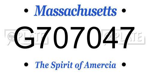 G707047 Massachusetts License Plate