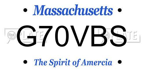 G70VBS Massachusetts License Plate