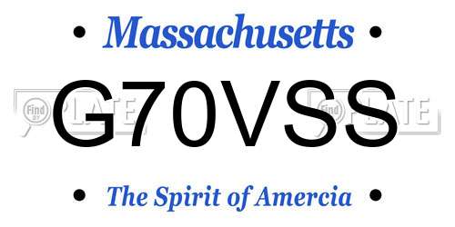 G70VSS Massachusetts License Plate
