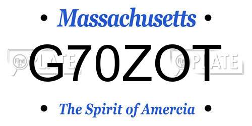 G70ZOT Massachusetts License Plate