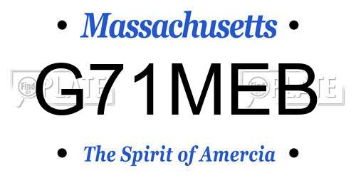 G71MEB Massachusetts License Plate