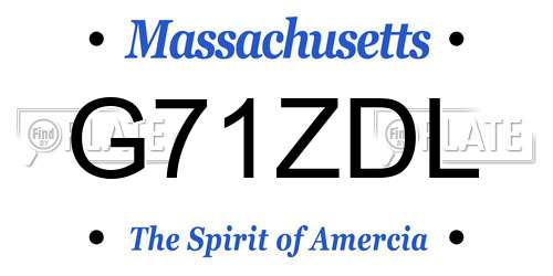 G71ZDL Massachusetts License Plate
