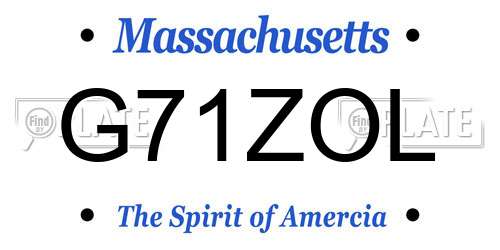 G71ZOL Massachusetts License Plate