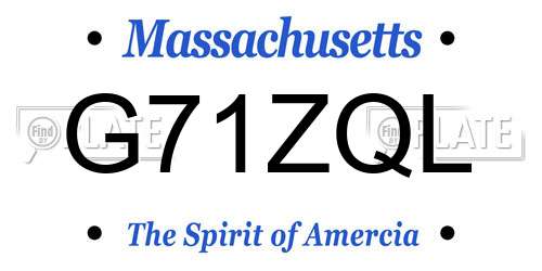G71ZQL Massachusetts License Plate