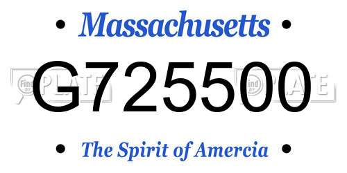 G725500 Massachusetts License Plate