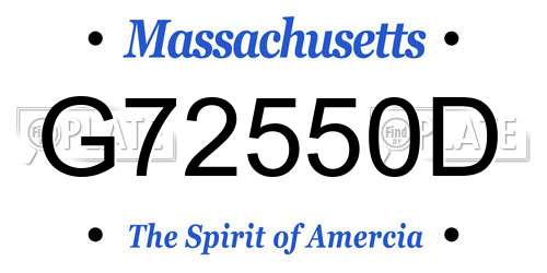 G72550D Massachusetts License Plate