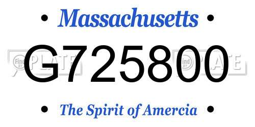 G725800 Massachusetts License Plate