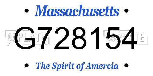 G728154 Massachusetts License Plate