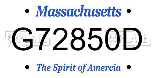 G72850D Massachusetts License Plate
