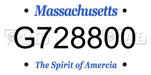 G728800 Massachusetts License Plate