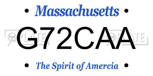 G72CAA Massachusetts License Plate