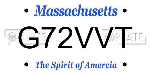 G72VVT Massachusetts License Plate