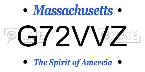 G72VVZ Massachusetts License Plate
