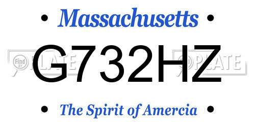G732HZ Massachusetts License Plate