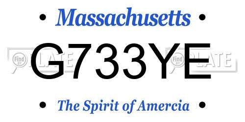 G733YE Massachusetts License Plate