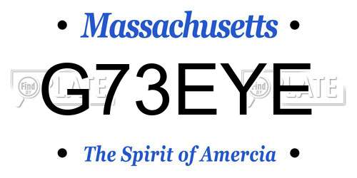 G73EYE Massachusetts License Plate