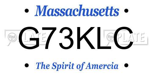 G73KLC Massachusetts License Plate