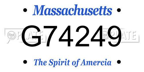 G74249 Massachusetts License Plate