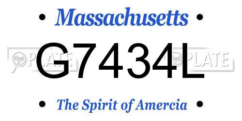 G7434L Massachusetts License Plate