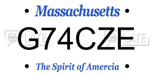 G74CZE Massachusetts License Plate