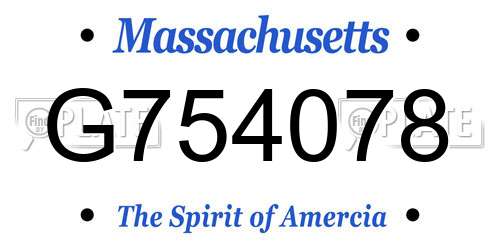 G754078 Massachusetts License Plate