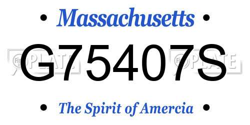 G75407S Massachusetts License Plate