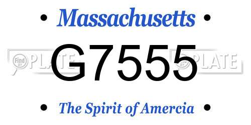 G7555 Massachusetts License Plate