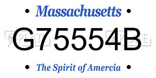 G75554B Massachusetts License Plate