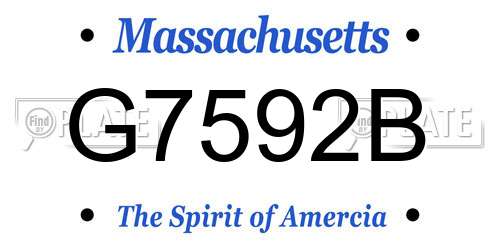 G7592B Massachusetts License Plate