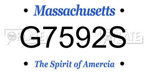 G7592S Massachusetts License Plate