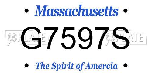 G7597S Massachusetts License Plate