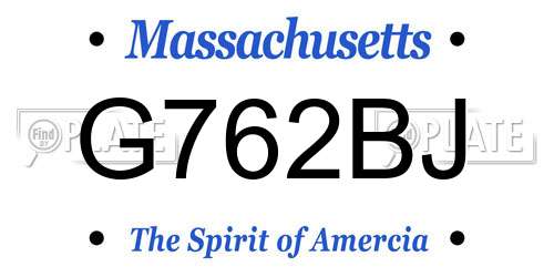 G762BJ Massachusetts License Plate