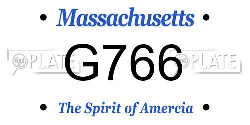 G766 Massachusetts License Plate