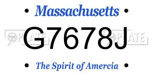 G7678J Massachusetts License Plate