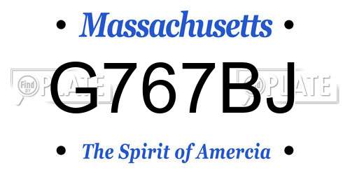 G767BJ Massachusetts License Plate