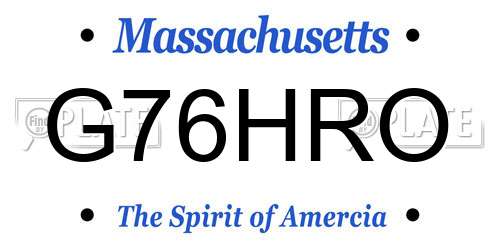 G76HRO Massachusetts License Plate