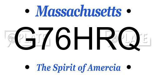 G76HRQ Massachusetts License Plate