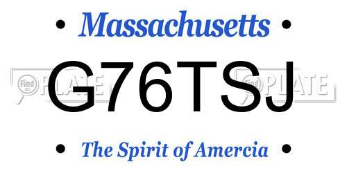 G76TSJ Massachusetts License Plate