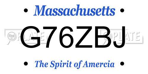 G76ZBJ Massachusetts License Plate
