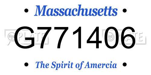 G771406 Massachusetts License Plate