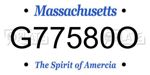 G77580O Massachusetts License Plate