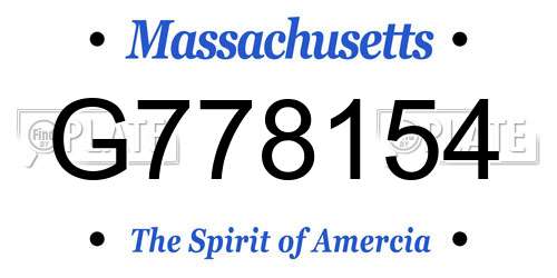 G778154 Massachusetts License Plate