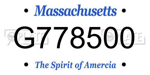 G778500 Massachusetts License Plate